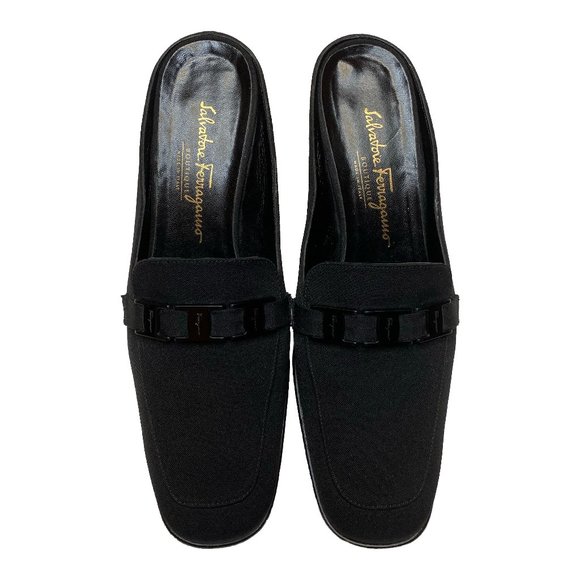 Salvatore Ferragamo Shoes - Salvatore Ferragamo Black Heeled Mules Size 6 1/2